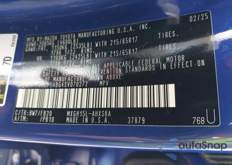 2025 Toyota Corolla Cross Hybrid Se z USA, uszkodzony, nr VIN 7MUFBABG4SV070272